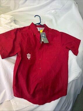 Pro Edge Red Button-Down Polo Shirt with Tags